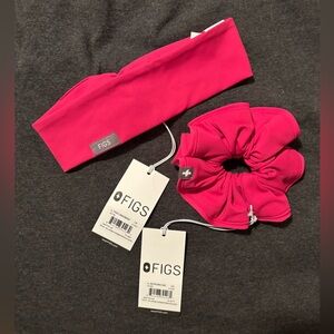 Figs Shocking Pink Hair Scrunchie and Headband